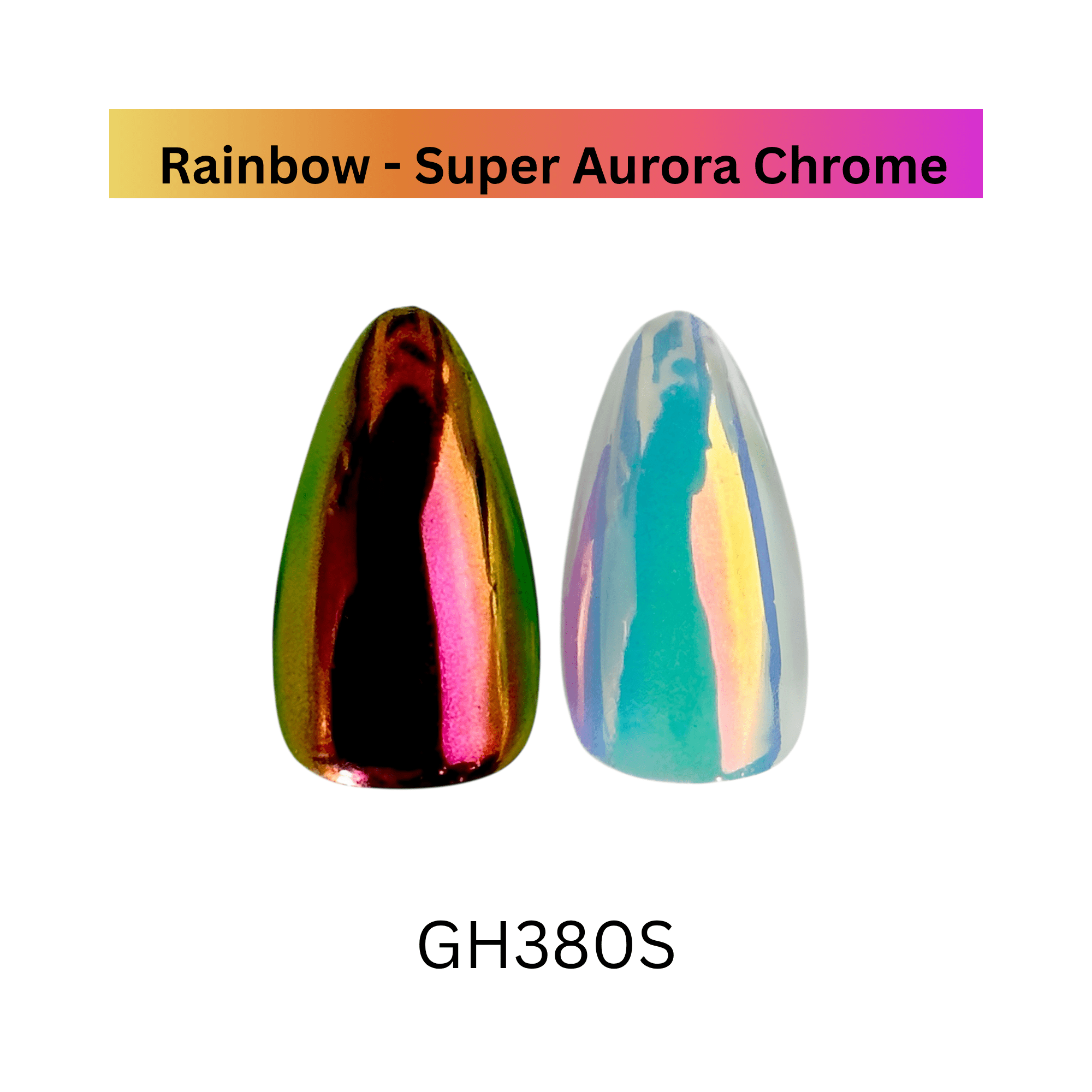 Rainbow Aurora Chrome Powder – Bright Pink, Yellow & Orange