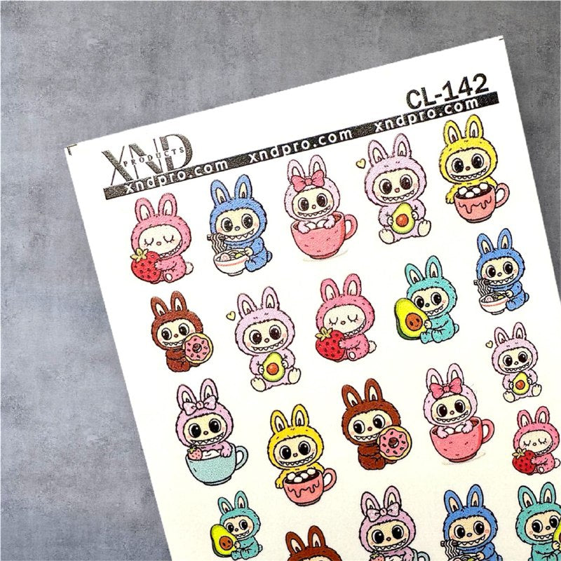 CL-142 Nail Decal / Labubu / Cute Monster Elves / Kawaii Nail Art / AI Made Inspo.