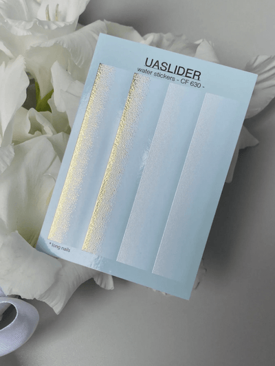 UA Slider 2D Nail Decal CF-630 Nail Water Decal Gold FOIL/White Ombre French Tip/ Nail Wraps