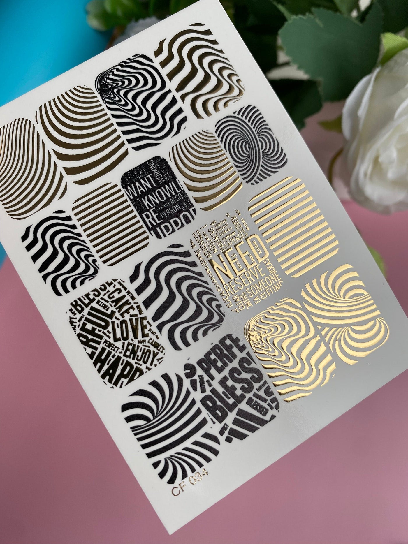 FOIL Nail Decal / Abstract Waves / Patterned Nail Art