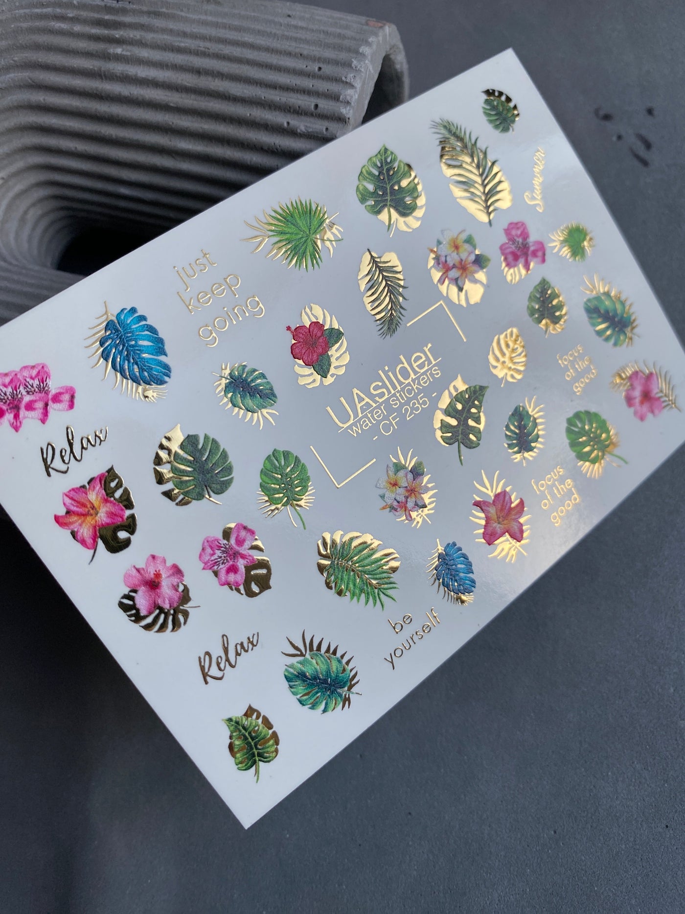 Summer Gold FOIL Nail Decal / Palm Tree / Vacation Nails / Tropical Leaves