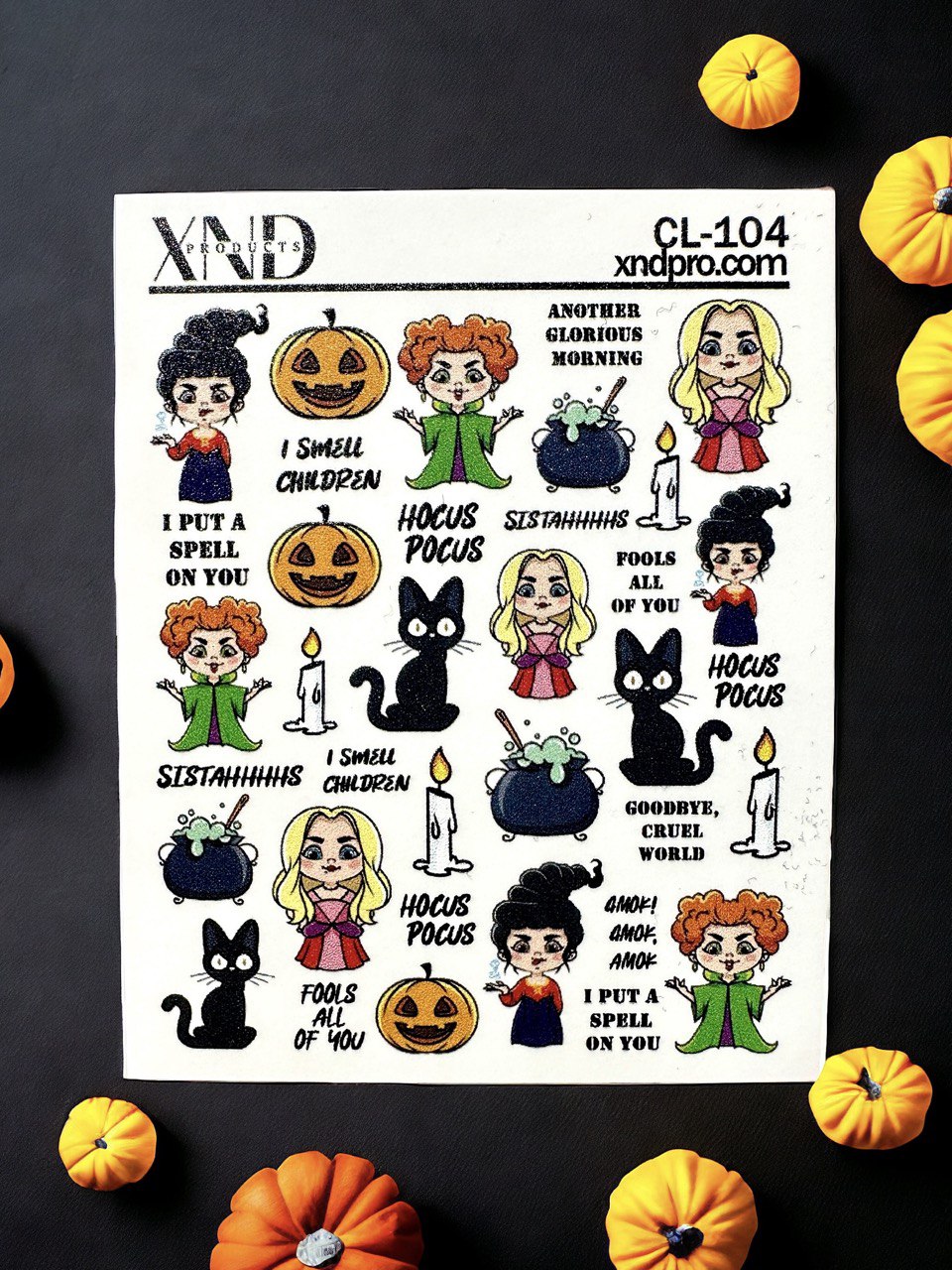 CL-104 Nail Decal 2D / Hocus Pucus Inspired / Witches/ Halloween