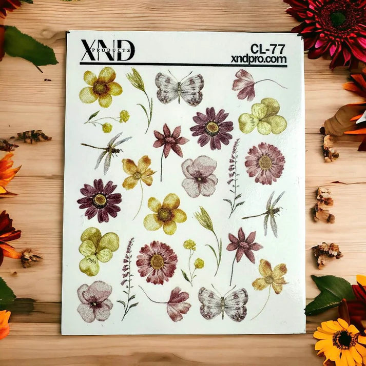 CL- 77 / Nail Decal 2D/ Flowers/ Butterfly/ Spring Nails
