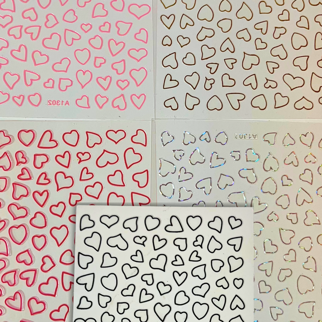 Heart Outline Stickers- 5 pk