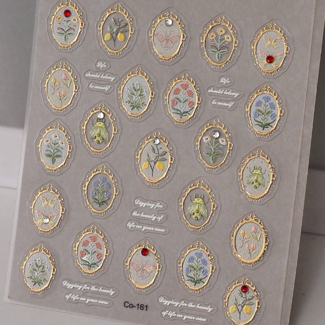 Vintage Flower Portrait Stickers