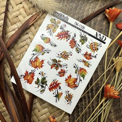 XND Products 2D Nail Decal TM-1106 / Nail Decal 2D / Fall Leaves/ Autumn/ Maple Leaf/ Foliage
