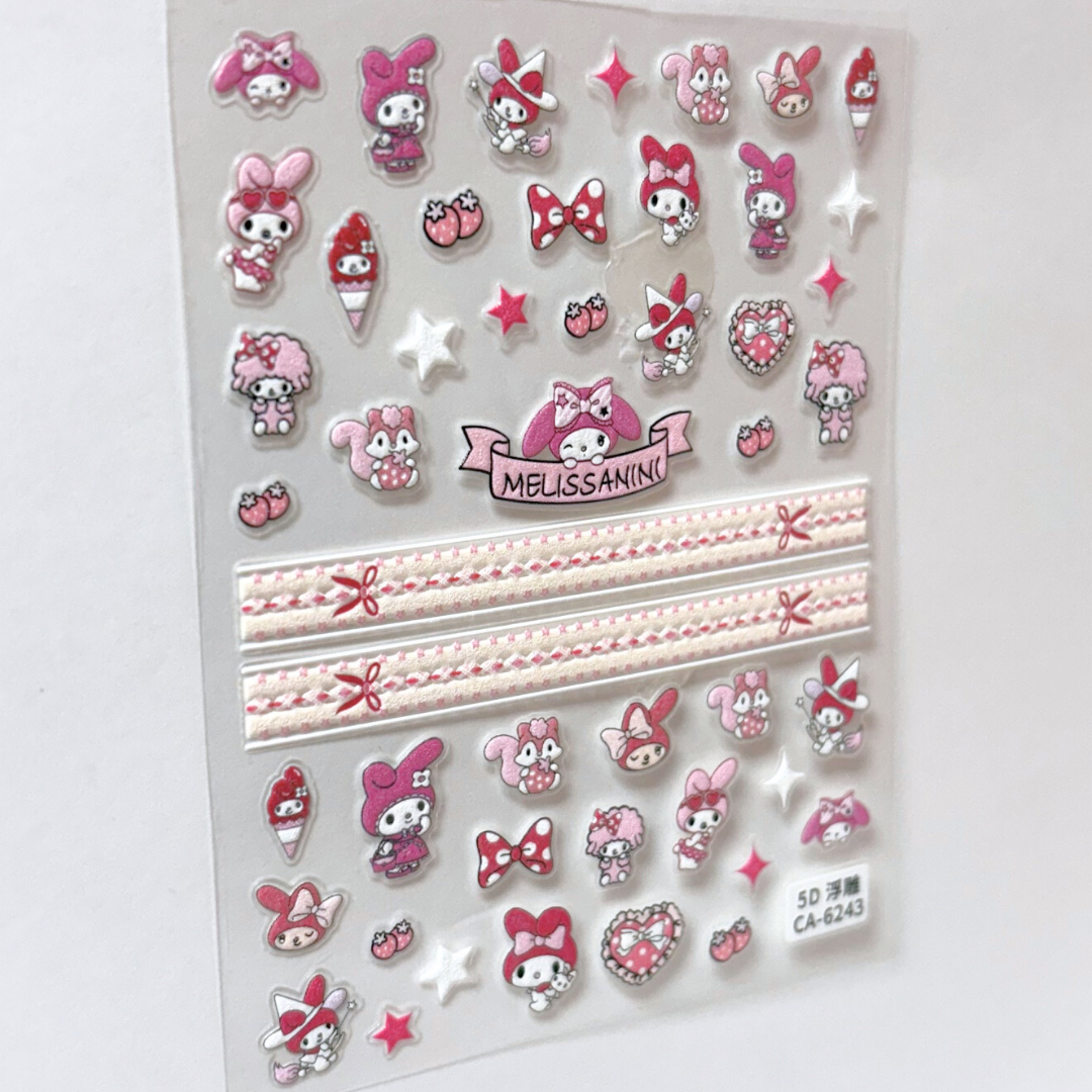 Kawaii Melody Stickers-Pink