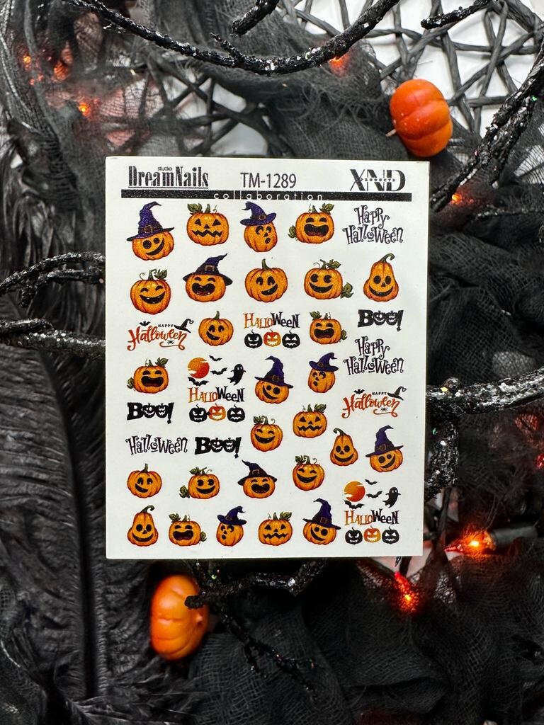 TM-1289 / Nail Decal 2D / Happy Halloween / Pumpkin/ Fall
