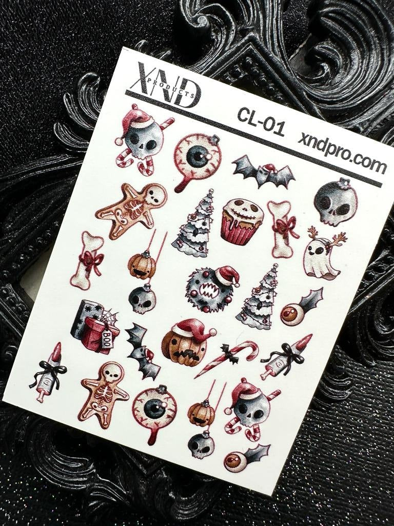 CL-01 / Nail Decal 2D / Creepy Christmas Nail / Spooky Christmas