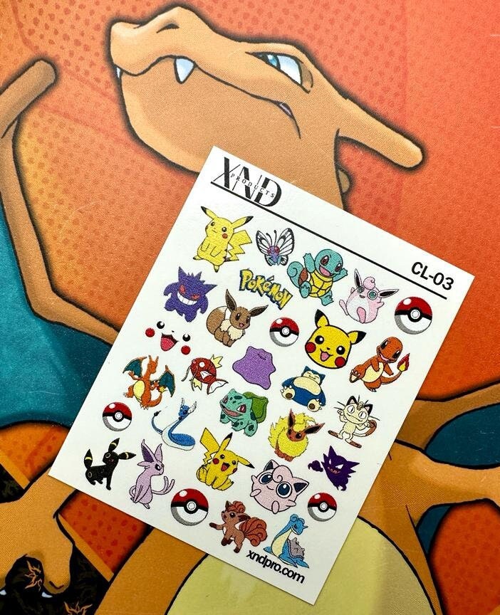 CL-03 / Nail Decal 2D Pokemon / Pokemon Nail