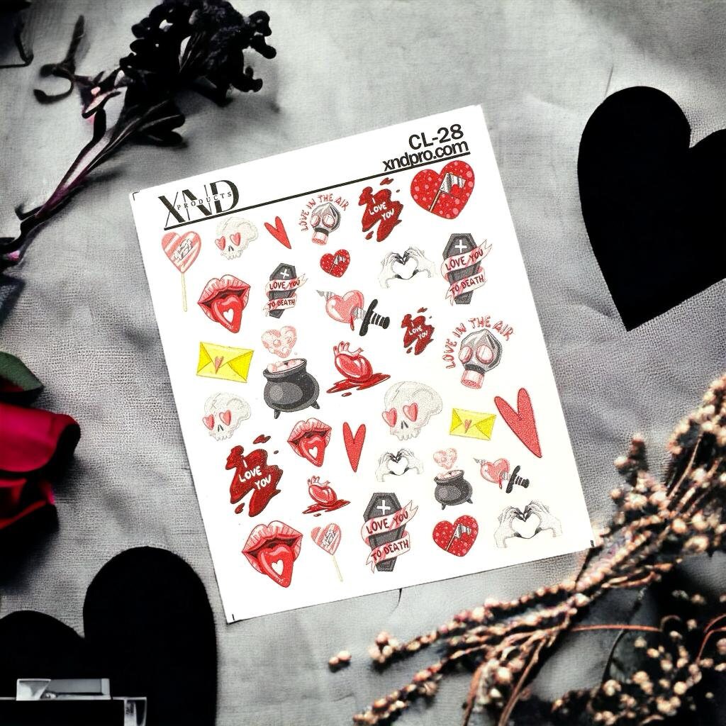 CL-28 / Nail Decal 2D / Creepy Valentine Nail / Spooky San Valentine Nails