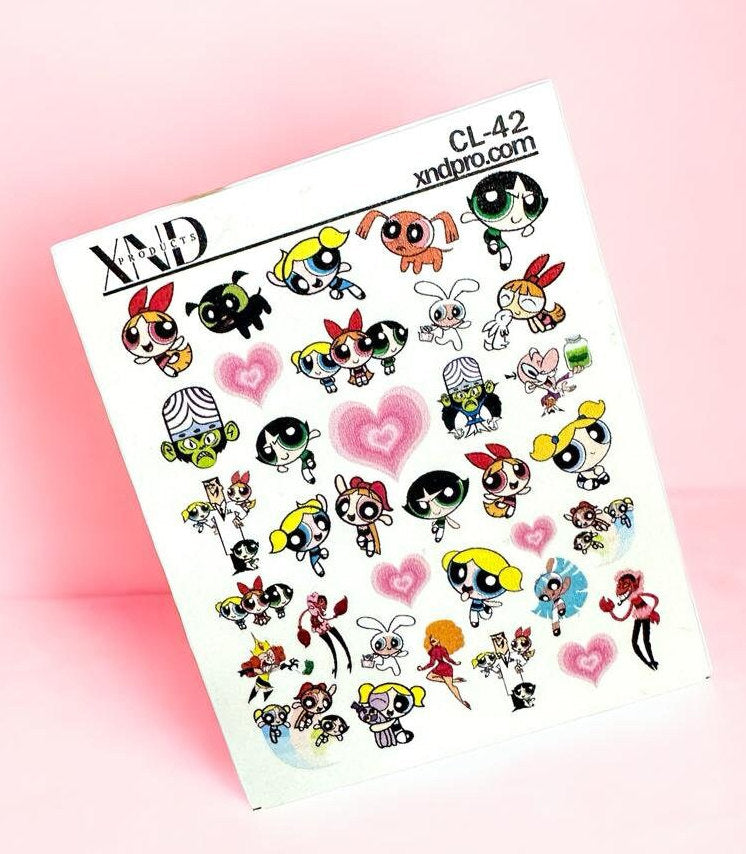 CL-42 / Nail Decal 2D Cute Nails/ Powerpuff Girl / Cartoon/Girl Power