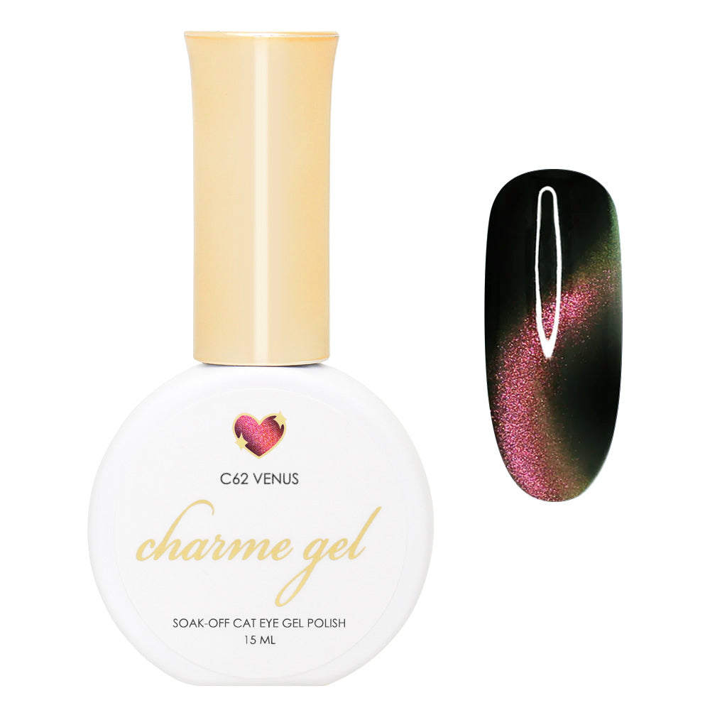 Charme Gel / Cat Eye C62 Venus Pink Gold Polish Cateye Nail Art