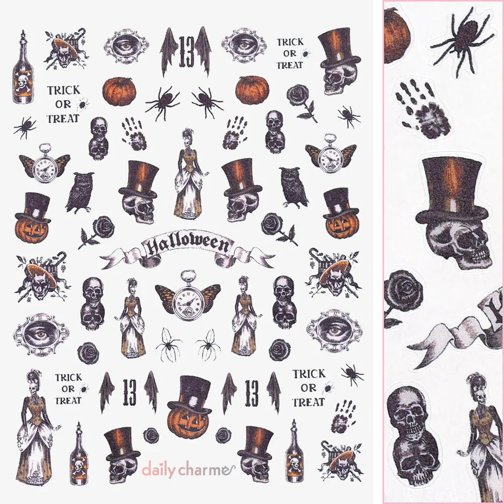Spooky Halloween Nail Art Sticker / Victorian Halloween